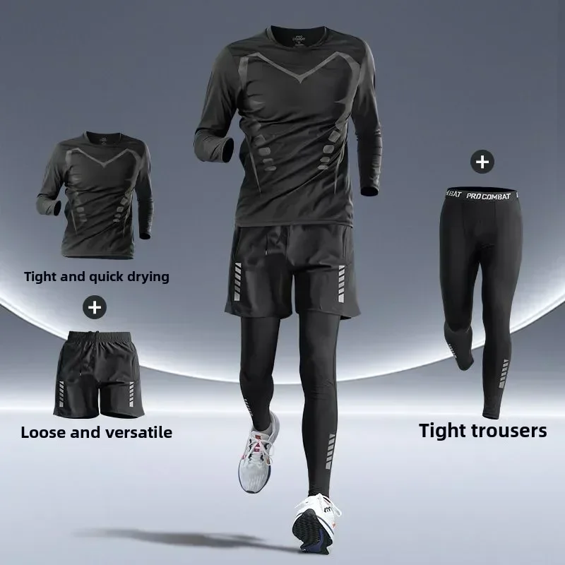 Running Gear Autumn - Neue Herren-Sportbekleidung Fitness-Laufset Eng Anliegende Schnelltrocknende