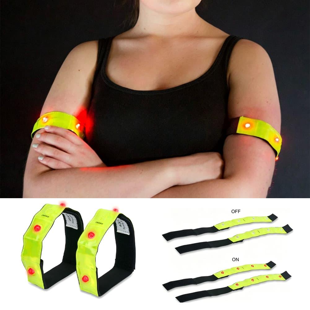 Running Visibility Gear - LED-Reflektorarmband mit Blitz- und Dauerlichtmodi, verstellbares